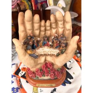 Precious Collection The Last Supper Figurine In Hands With Roses Religious Decor